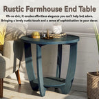 COZAYH Table d'appoint de ferme rustique avec étagère de rangement, Table d'appoint de style campagne française, Ronde