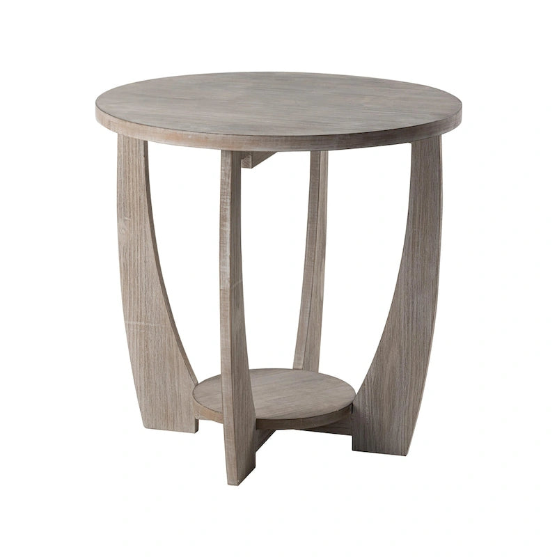 COZAYH Table d'appoint de ferme rustique avec étagère de rangement, Table d'appoint de style campagne française, Ronde