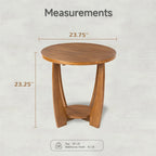COZAYH Table d'appoint de ferme rustique avec étagère de rangement, Table d'appoint de style campagne française, Ronde