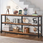 Console étroite extra longue de 70,8 pouces, table de canapé, table d'entrée avec 3 étagères de rangement