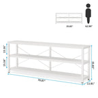 Console étroite extra longue de 70,8 pouces, table de canapé, table d'entrée avec 3 étagères de rangement