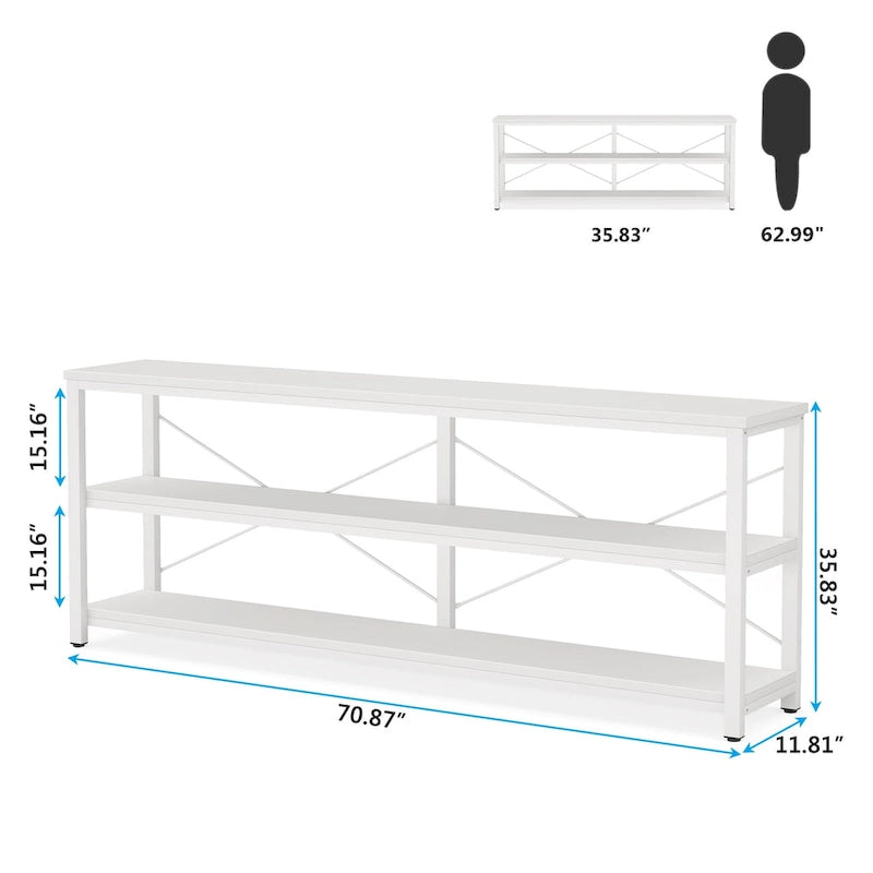 Console étroite extra longue de 70,8 pouces, table de canapé, table d'entrée avec 3 étagères de rangement