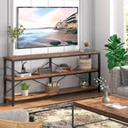 Console étroite extra longue de 70,8 pouces, table de canapé, table d'entrée avec 3 étagères de rangement
