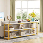 Console étroite extra longue de 70,8 pouces, table de canapé, table d'entrée avec 3 étagères de rangement