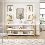 Console étroite extra longue de 70,8 pouces, table de canapé, table d'entrée avec 3 étagères de rangement