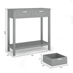 Console Table d'Entrée avec 2 Tiroirs et Étagère Inférieure