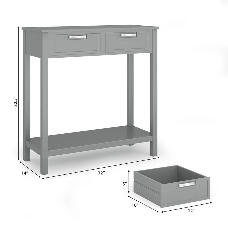 Console Table d'Entrée avec 2 Tiroirs et Étagère Inférieure