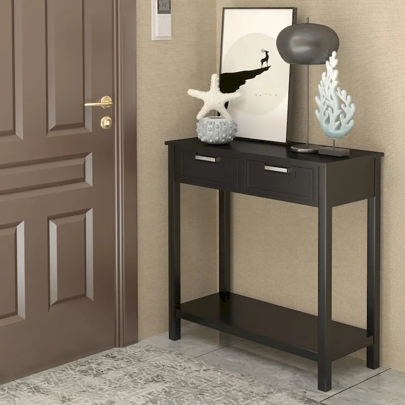 Console Table d'Entrée avec 2 Tiroirs et Étagère Inférieure