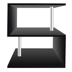 Table d'appoint en bois en forme de S à 3 niveaux avec étagère de rangement - 52,5H x 43,9L x 37,8P