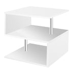 Table d'appoint en bois en forme de S à 3 niveaux avec étagère de rangement - 52,5H x 43,9L x 37,8P