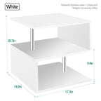 Table d'appoint en bois en forme de S à 3 niveaux avec étagère de rangement - 52,5H x 43,9L x 37,8P