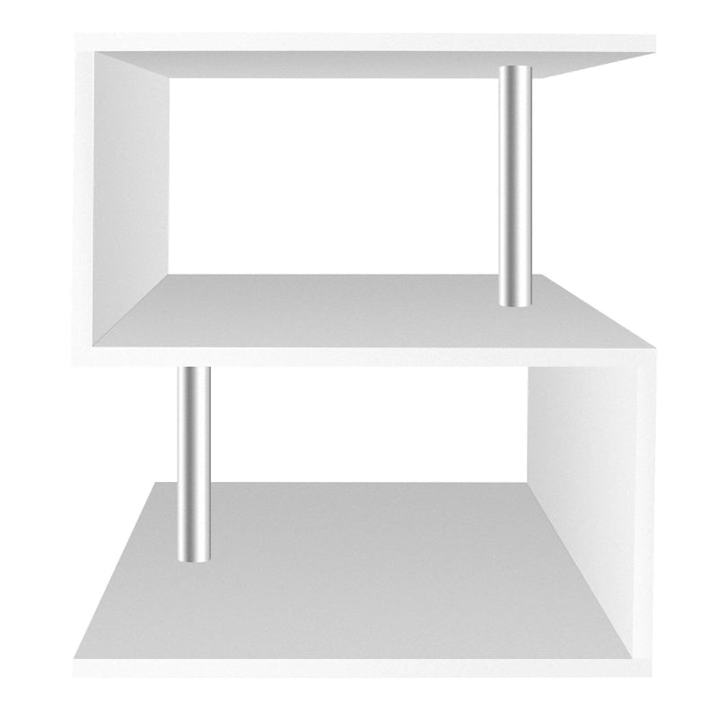 Table d'appoint en bois en forme de S à 3 niveaux avec étagère de rangement - 52,5H x 43,9L x 37,8P