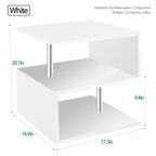 Table d'appoint en bois en forme de S à 3 niveaux avec étagère de rangement - 52,5H x 43,9L x 37,8P