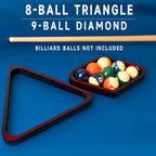 GSE Rastrelliere per palle da biliardo a triangolo 8-Ball/a diamante 9-Ball in mogano massiccio per palle da 2-1/4