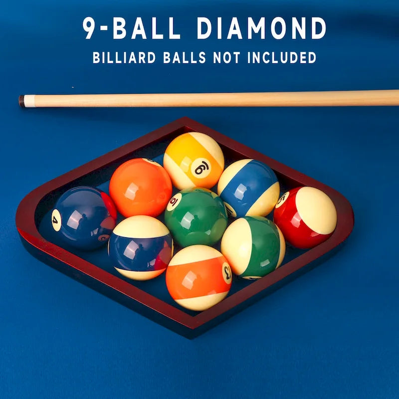 GSE Rastrelliere per palle da biliardo a triangolo 8-Ball/a diamante 9-Ball in mogano massiccio per palle da 2-1/4