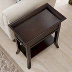 Tavolino Leick Home One Drawer Tradizionale Cherry con Bordo a Vassoio e Ripiano