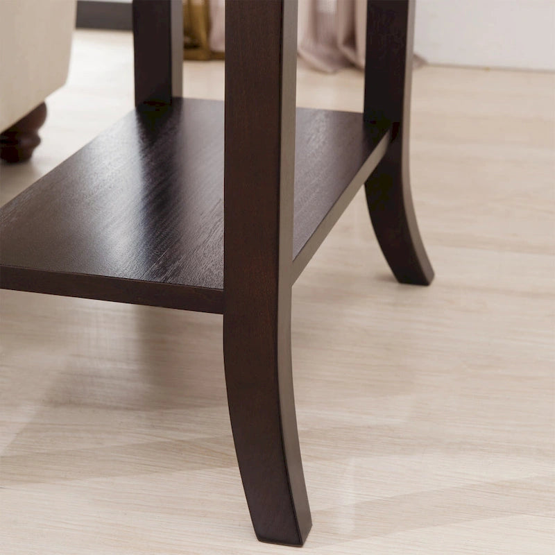 Tavolino Leick Home One Drawer Tradizionale Cherry con Bordo a Vassoio e Ripiano