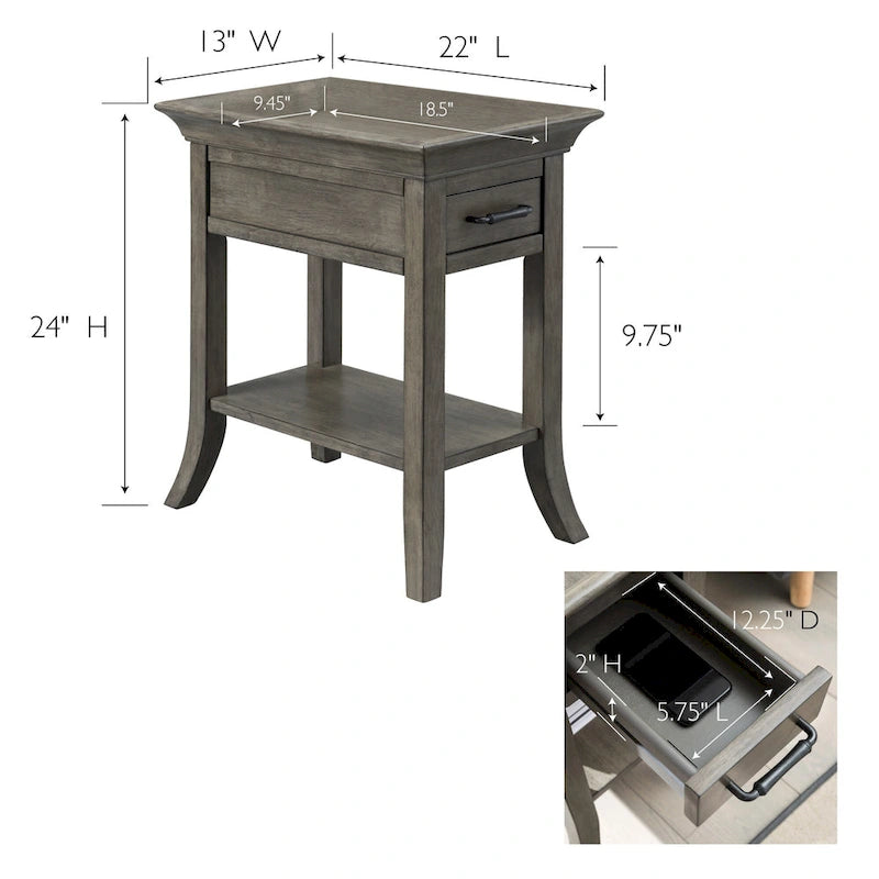 Tavolino Leick Home One Drawer Tradizionale Cherry con Bordo a Vassoio e Ripiano