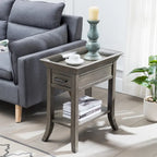 Tavolino Leick Home One Drawer Tradizionale Cherry con Bordo a Vassoio e Ripiano