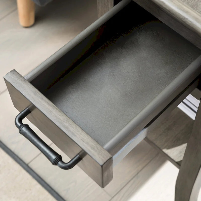 Tavolino Leick Home One Drawer Tradizionale Cherry con Bordo a Vassoio e Ripiano