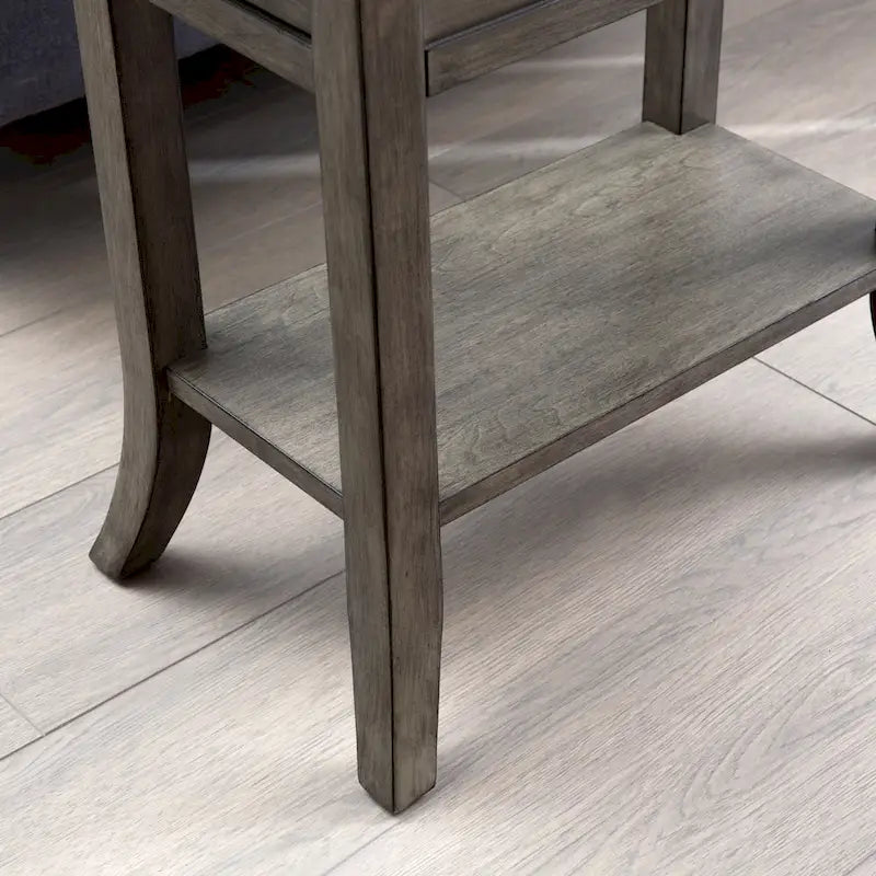 Tavolino Leick Home One Drawer Tradizionale Cherry con Bordo a Vassoio e Ripiano