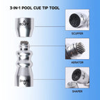 GSE Outil 3-en-1 pour Pointe de Queue de Billard (Ponceur/Formeur/Aérateur), Outil pour Pointe de Queue de Billard – Accessoires de Queue de Billard