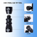 GSE Outil 3-en-1 pour Pointe de Queue de Billard (Ponceur/Formeur/Aérateur), Outil pour Pointe de Queue de Billard – Accessoires de Queue de Billard