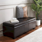 SAFAVIEH Harper Tufted Brown Bicast-Leather Large Storage Bench - 46.9 x 18.3 x 16.7 - 47Wx18Dx17H