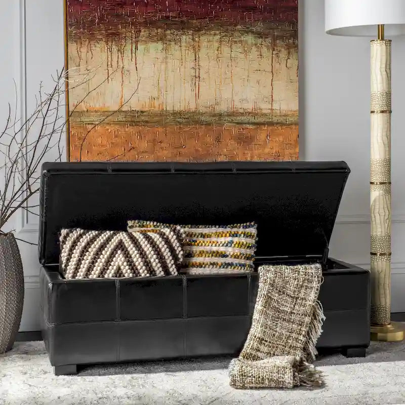 SAFAVIEH Harper Panca Contenitore Grande Tufted in Similpelle Marrone - 46,9 x 18,3 x 16,7 - 47Lx18Px17A