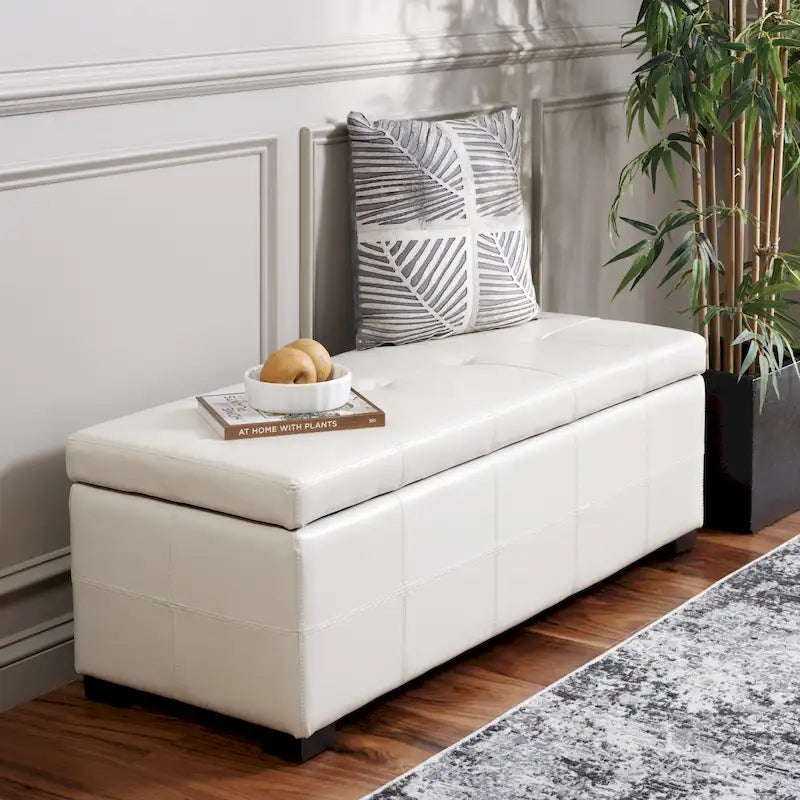 SAFAVIEH Harper Panca Contenitore Grande Tufted in Similpelle Marrone - 46,9 x 18,3 x 16,7 - 47Lx18Px17A