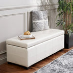 SAFAVIEH Harper Panca Contenitore Grande Tufted in Similpelle Marrone - 46,9 x 18,3 x 16,7 - 47Lx18Px17A