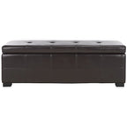 SAFAVIEH Harper Panca Contenitore Grande Tufted in Similpelle Marrone - 46,9 x 18,3 x 16,7 - 47Lx18Px17A