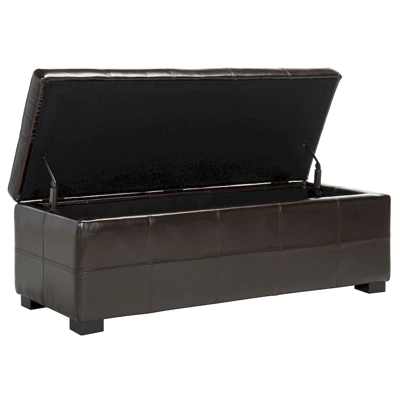 SAFAVIEH Harper Panca Contenitore Grande Tufted in Similpelle Marrone - 46,9 x 18,3 x 16,7 - 47Lx18Px17A