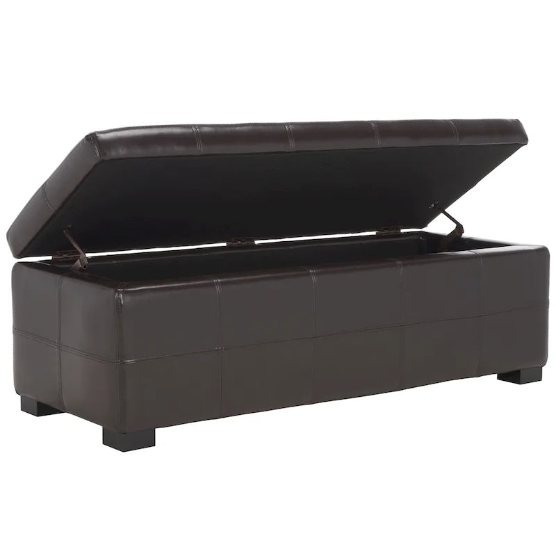 SAFAVIEH Harper Panca Contenitore Grande Tufted in Similpelle Marrone - 46,9 x 18,3 x 16,7 - 47Lx18Px17A