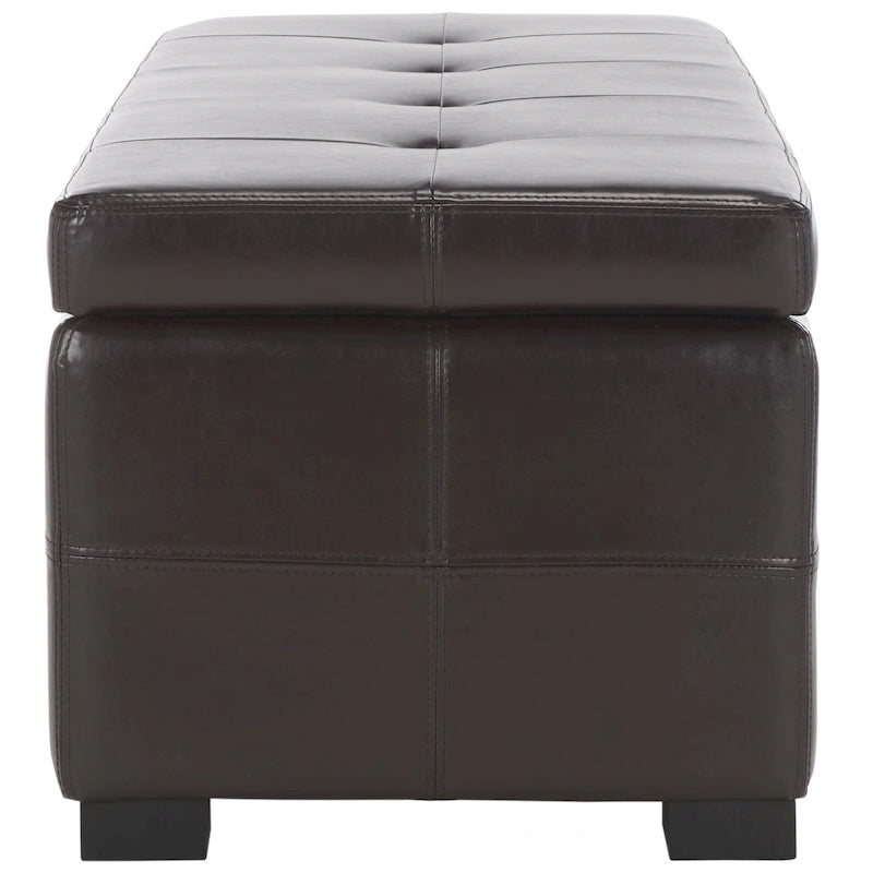 SAFAVIEH Harper Panca Contenitore Grande Tufted in Similpelle Marrone - 46,9 x 18,3 x 16,7 - 47Lx18Px17A