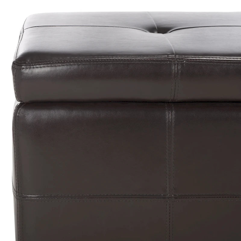 SAFAVIEH Harper Panca Contenitore Grande Tufted in Similpelle Marrone - 46,9 x 18,3 x 16,7 - 47Lx18Px17A