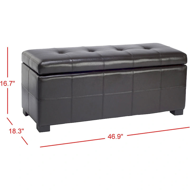 SAFAVIEH Harper Panca Contenitore Grande Tufted in Similpelle Marrone - 46,9 x 18,3 x 16,7 - 47Lx18Px17A