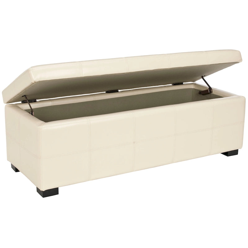 SAFAVIEH Harper Panca Contenitore Grande Tufted in Similpelle Marrone - 46,9 x 18,3 x 16,7 - 47Lx18Px17A