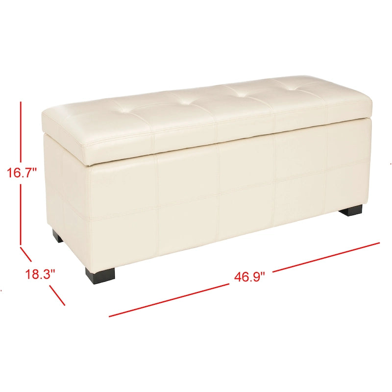 SAFAVIEH Harper Panca Contenitore Grande Tufted in Similpelle Marrone - 46,9 x 18,3 x 16,7 - 47Lx18Px17A