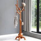 Porte-manteau sur pied en bois d'hévéa à motif de branches d'arbre avec 8 crochets - 24,5 l x 70,87 h