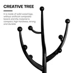 Porte-manteau sur pied en bois d'hévéa à motif de branches d'arbre avec 8 crochets - 24,5 l x 70,87 h