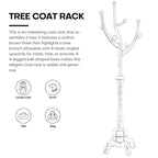 Porte-manteau sur pied en bois d'hévéa à motif de branches d'arbre avec 8 crochets - 24,5 l x 70,87 h