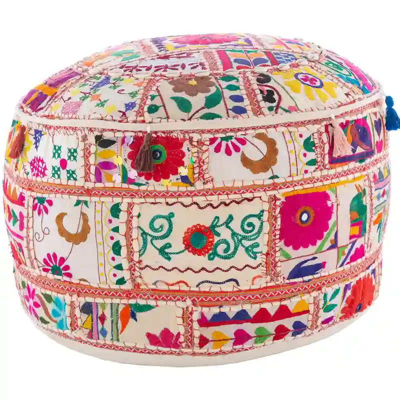 Pouf Rotondo Geometric Acle in Cotone da 56 cm