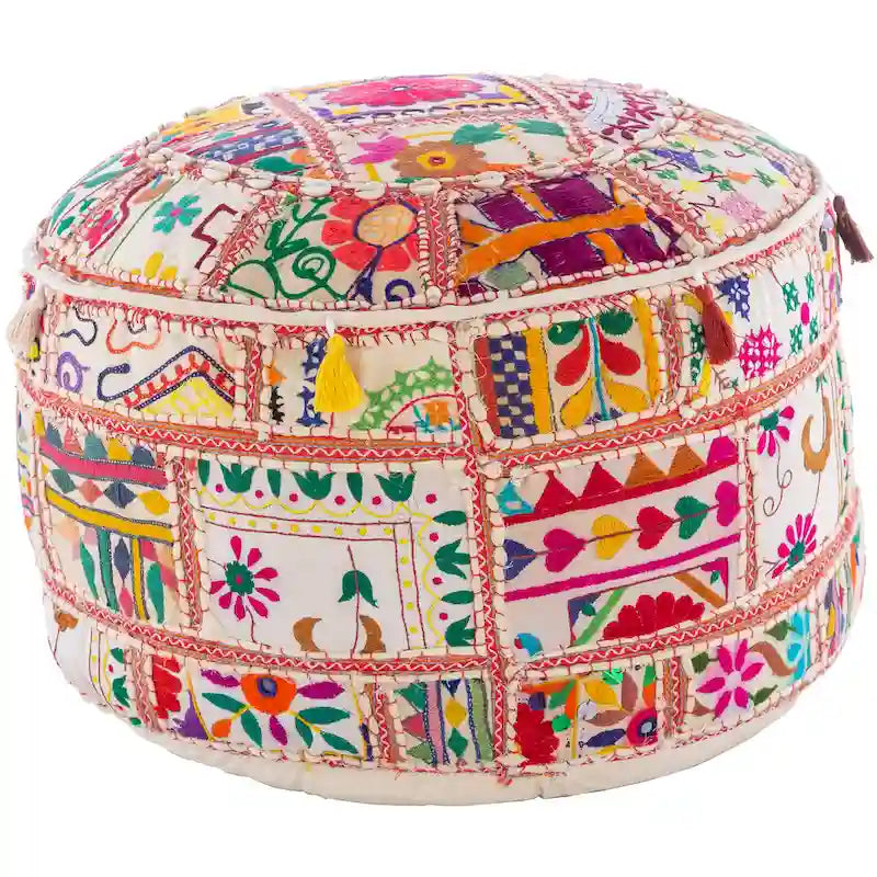 Pouf Rotondo Geometric Acle in Cotone da 56 cm