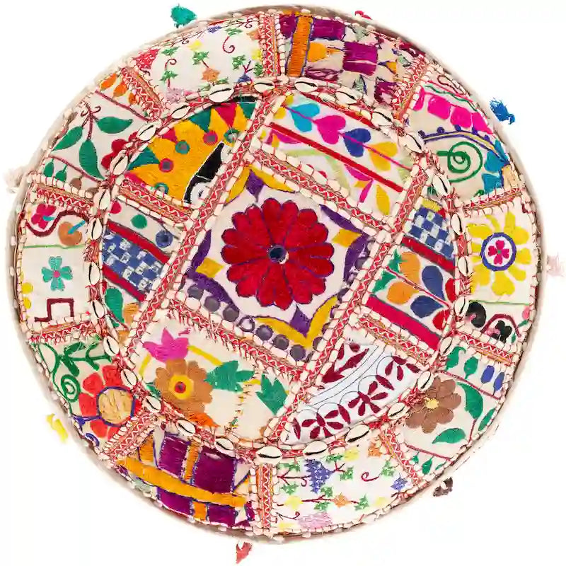 Pouf Rotondo Geometric Acle in Cotone da 56 cm
