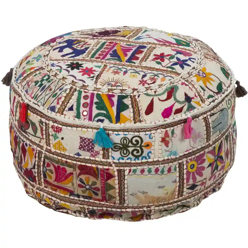 Pouf Rotondo Geometric Acle in Cotone da 56 cm