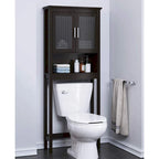 Spirich Home Scaffale da bagno sopra il WC, organizer per armadietto da bagno con anta in vetro temperato Moru