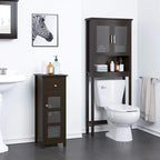 Spirich Home Scaffale da bagno sopra il WC, organizer per armadietto da bagno con anta in vetro temperato Moru