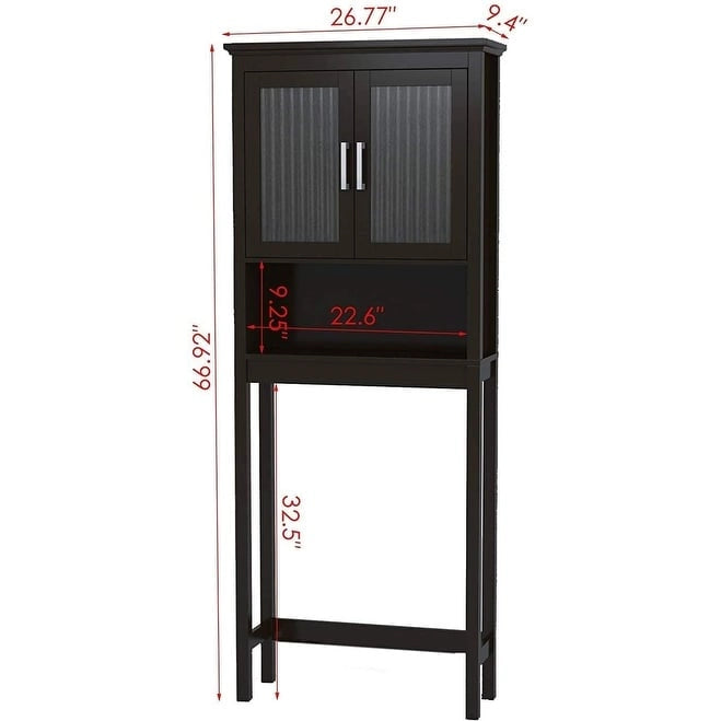 Spirich Home Scaffale da bagno sopra il WC, organizer per armadietto da bagno con anta in vetro temperato Moru