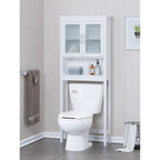 Spirich Home Scaffale da bagno sopra il WC, organizer per armadietto da bagno con anta in vetro temperato Moru